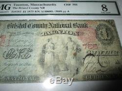 $1 1875 Taunton Massachusetts MA National Currency Bank Note Bill #766 Ace