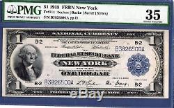 $1 1918 NEW YORK NATIONAL CURRENCY Federal Reserve Bank Note PMG VF 35 711 FRBN