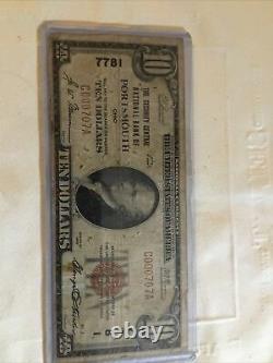 10.00 Brown Seal Currency Note. National Bank of Portsmouth Ohio. 1929