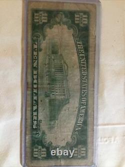 10.00 Brown Seal Currency Note. National Bank of Portsmouth Ohio. 1929