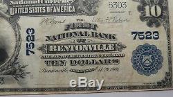 $10 1902 Bentonville Arkansas AR National Currency Bank Note Bill Ch. #7523 VF25
