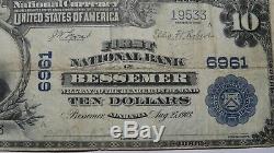 $10 1902 Bessemer Alabama AL National Currency Bank Note Bill! Ch. #6961 VF