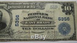 $10 1902 East Brady Pennsylvania PA National Currency Bank Note Bill! #5356 FINE