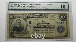$10 1902 Fergus Falls Minnesota MN National Currency Bank Note Bill Ch. #2648
