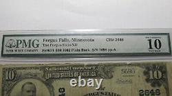$10 1902 Fergus Falls Minnesota MN National Currency Bank Note Bill Ch. #2648