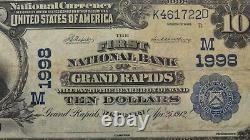 $10 1902 Grand Rapids Wisconsin WI National Currency Bank Note Bill #1998 VF20