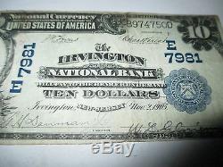 $10 1902 Irvington New Jersey NJ National Currency Bank Note Bill! Ch #7981 RARE