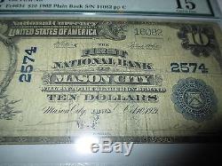 $10 1902 Mason City Iowa IA National Currency Bank Note Bill Ch. #2574 FINE! PMG