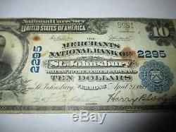 $10 1902 Saint Johnsbury Vermont VT National Currency Bank Note Bill! #2295 St