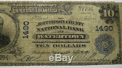 $10 1902 Watertown New York NY National Currency Bank Note Bill Ch. #1490 RARE