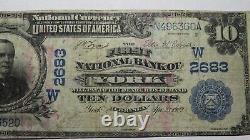 $10 1902 York Nebraska NE National Currency Bank Note Bill Ch. #2683 RARE