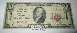 $10 1929 Anaheim California CA National Currency Bank Note Bill Ch. #10228 Fine