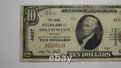 $10 1929 Arkansas City Kansas National Currency Bank Note Bill Charter #448 VF