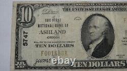 $10 1929 Ashland Oregon OR National Currency Bank Note Bill Ch. #5747 FINE! RARE