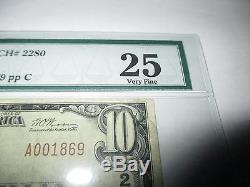 $10 1929 Ashland Pennsylvania PA National Currency Bank Note Bill #2280 VF PMG