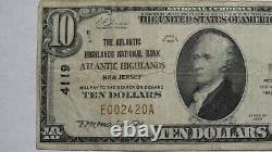 $10 1929 Atlantic Highlands New Jersey NJ National Currency Bank Note Bill #4119
