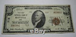 $10 1929 Batavia Ohio OH National Currency Bank Note Bill! Ch. #715 Fine+