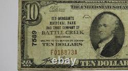 $10 1929 Battle Creek Michigan MI National Currency Bank Note Bill Ch #7589 FINE