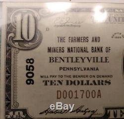 $10 1929 Bentleyville Pennsylvania PA National Currency Bank Note Bill #9058