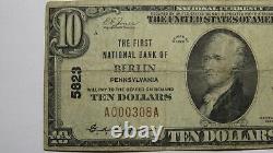 $10 1929 Berlin Pennsylvania PA National Currency Bank Note Bill Ch. #5823 RARE