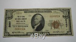 $10 1929 Big Run Pennsylvania PA National Currency Bank Note Bill Ch. #5667 FINE