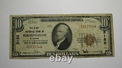 $10 1929 Birmingham Alabama AL National Currency Bank Note Bill Ch. #3185 VF
