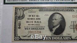 $10 1929 Blue Ball Pennsylvania PA National Currency Bank Note Bill #8421 VF35