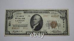 $10 1929 Camden Maine ME National Currency Bank Note Bill Charter #2311 VF++
