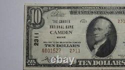 $10 1929 Camden Maine ME National Currency Bank Note Bill Charter #2311 VF++
