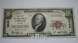$10 1929 Carlyle Illinois IL National Currency Bank Note Bill! Ch. #5548 VF++