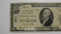 $10 1929 Cedar Rapids Iowa IA National Currency Bank Note Bill! Ch. #2511 RARE