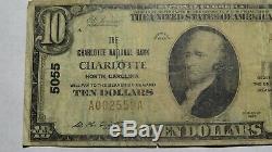 $10 1929 Charlotte North Carolina NC National Currency Bank Note Bill! Ch. #5055