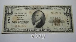 $10 1929 Chico California CA National Currency Bank Note Bill! Ch. #8798 Fine++