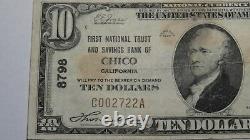 $10 1929 Chico California CA National Currency Bank Note Bill! Ch. #8798 Fine++