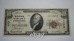 $10 1929 Chillicothe Ohio OH National Currency Bank Note Bill Ch. #1172 VF++