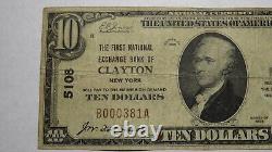 $10 1929 Clayton New York NY National Currency Bank Note Bill Ch. #5108 Fine