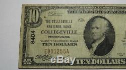 $10 1929 Collegeville Pennsylvania PA National Currency Bank Note Bill 8404 FINE