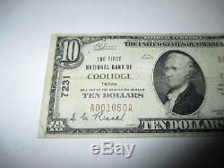 $10 1929 Coolidge Texas TX National Currency Bank Note Bill Ch. #7231 VF! RARE