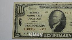 $10 1929 Decatur Illinois IL National Currency Bank Note Bill Ch. #3303 RARE