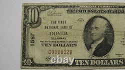 $10 1929 Dover Delaware DE National Currency Bank Note Bill Ch. #1567 RARE