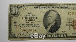 $10 1929 Elmira New York NY National Currency Bank Note Bill! Charter #149 RARE