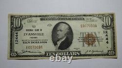 $10 1929 Evansville Indiana IN National Currency Bank Note Bill Ch. #12444 VF