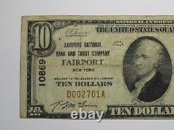 $10 1929 Fairport New York NY National Currency Bank Note Bill Ch. #10869 FINE