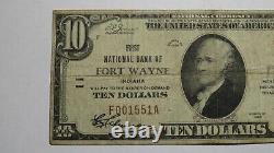 $10 1929 Fort Wayne Indiana IN National Currency Bank Note Bill Ch. #11 FINE