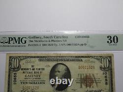$10 1929 Gaffney South Carolina SC National Currency Bank Note Bill #10655 VF30