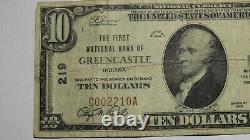 $10 1929 Greencastle Indiana IN National Currency Bank Note Bill! #219 FINE