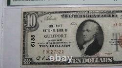 $10 1929 Gulfport Mississippi MS National Currency Bank Note Bill Ch # 6188 VF25
