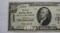 $10 1929 Guntersville Alabama AL National Currency Bank Note Bill Ch. #10990 VF+