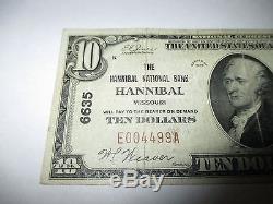 $10 1929 Hannibal Missouri MO National Currency Bank Note Bill! Ch. #6635 VF