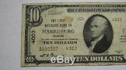 $10 1929 Harrisburg Illinois IL National Currency Bank Note Bill! Ch. #4003 RARE